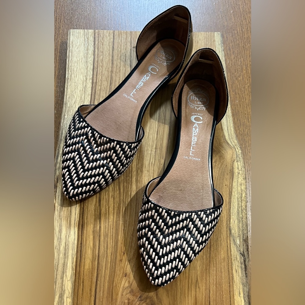 Jeffrey Campbell In Love Black and Tan Leather D'Orsay Flats - Picture 6 of 8